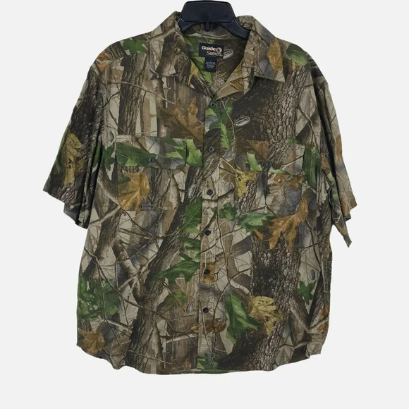Guide Series Men's Short Sleeve Camo Button Down Shirt Size L - Picture 1 of 6